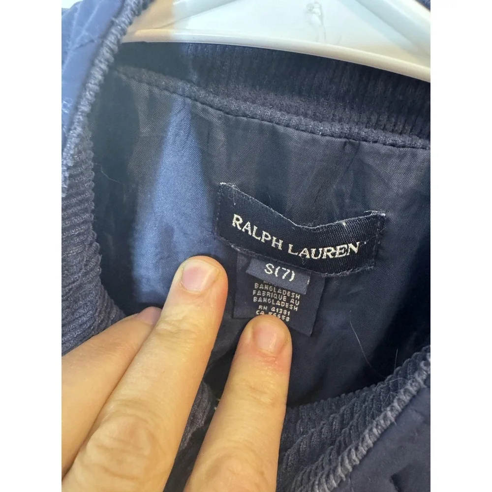 Ralph Lauren Jacket Girls‎ Small 7 Navy Blue Quilted Zip Riding Coat Outerwear